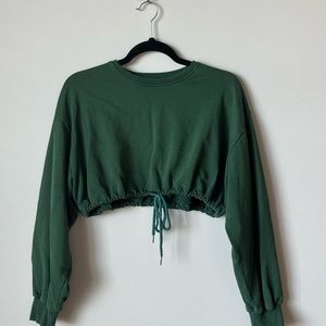 Amazon olive green crop sweater and jogger set